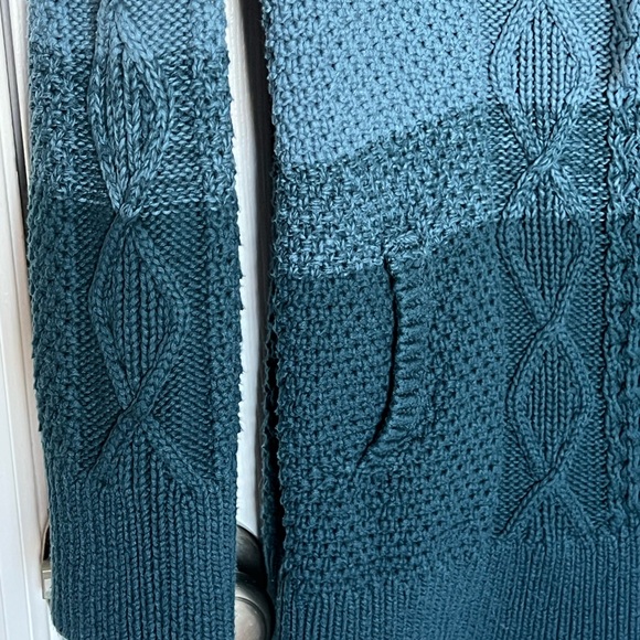 L.L. Bean Signature Teal Gradient Cowl Neck Sweater Women’s size L - Picture 3 of 6
